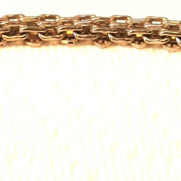 Gold Tone Multi Strand Bracelet Fancy Square Link Filigree Heart 1960s Size Smal - Picture 6 of 6